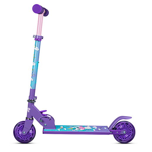 Двухкол. самокат CITYRIDE, ал. 50/50% , t-bar алюм, дека сталь, грипсы 95мм TPR, колеса PVC 120/120 мм, сиреневый с принтом в Джамбо Тойз #5