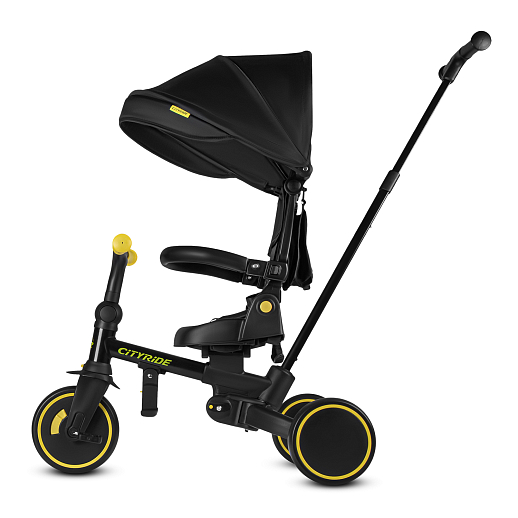 Детский трехколесный велосипед "CITYRIDE". Рама алюминий, может трансформироваться, подножки, колеса 8/7 EVA, капюшон, род. ручка,  персиковый в Джамбо Тойз #9