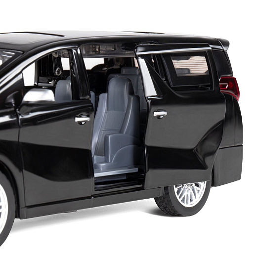 ТМ "Автопанорама" Машинка металлическая, 1:29, Toyota Alphard, черный, откр. передние и боковые двери, багажник, свет, звук, инерция, в/к 20*10*11 см в Джамбо Тойз #14
