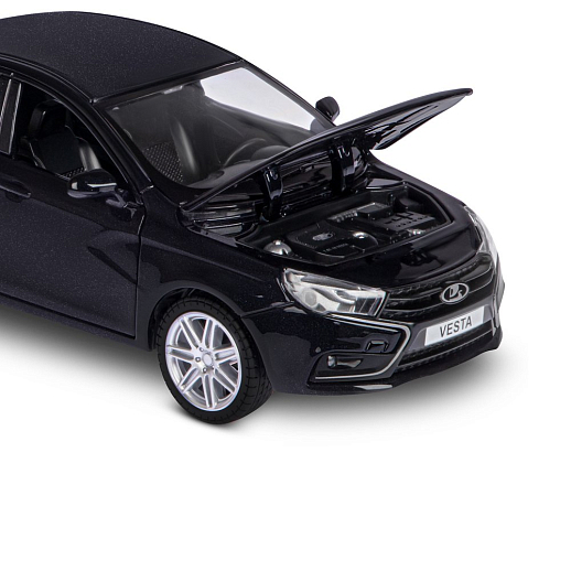 Машинка металлическая Автопанорама, инерционная, коллекционная модель LADA VESTA седан, масштаб 1:24, свет, звук, открываются 4 двери, капот, багажник, черный, в/к 24,5*12,5*10,5 см в Джамбо Тойз #17