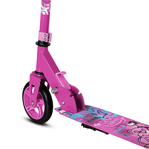 Самокат из 100% стали с полиуретановым колесом диаметром 145 мм, подшипником ABEC-7 грипсы TPR   Размер изделия: 76 * 32 * 96 см Упаковка: 1 шт / коробка, 23*12*68.5 см размер деки:: 51X12 см, розовый в Джамбо Тойз #5