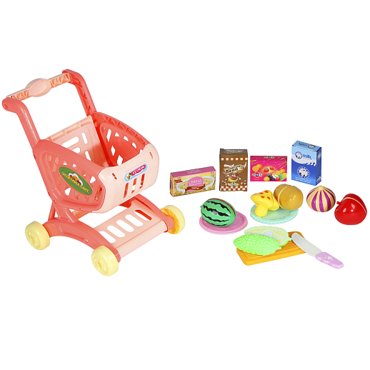 Игровой набор "Супермаркет", в комплекте продуктовая тележка,  игрушечные продукты на липучке, посуда и столовые приборы, цвет красный,  в/к 35х9х25см в Джамбо Тойз #2