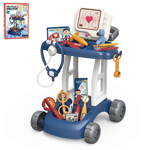Набор "Доктор с кардиограммой" на колесиках, свет, звук, синий в/к 30х8,5х45 см в Джамбо Тойз