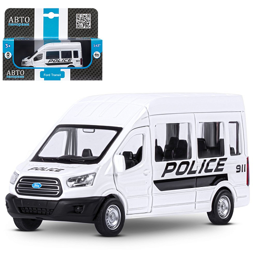 ТМ "Автопанорама" Машинка металлическая 1:52, Ford Transit, белая, откр. двери, инерция, в/к 17,5*12,5*6,5 см в Джамбо Тойз
