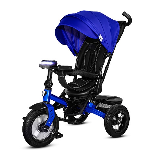 Детский 3хкол. велосипед "CITYRIDE". Пятиугольная рама, сиденье 360, складная крыша D600, подножки, резиновые колеса 12/10, багажник, сумочка, фара, синий в Джамбо Тойз #12