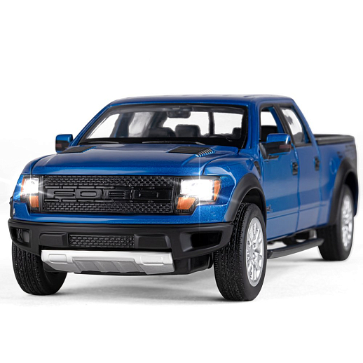 ТМ "Автопанорама" Машинка металлическая 1:34 Ford F-150 SVT Raptor,синий, свет, звук, откр. двери, капот и задняя дверка, инерция, в/к 20*10*11 см в Джамбо Тойз #4