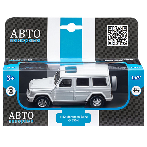 ТМ "Автопанорама" Машинка металлическая 1:42 Mercedes-Benz G350d, белый, откр. двери, инерция, в/к 17,5*12,5*6,5 см в Джамбо Тойз #4