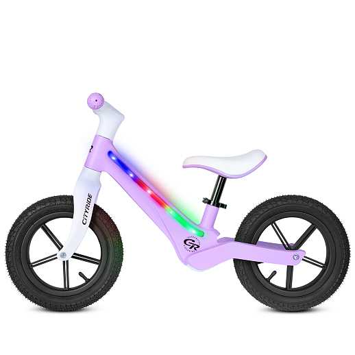 Беговел Cityride, модель CR-BB-07, рама пластик, надувные колеса 12", свет, цвет розовый в Джамбо Тойз #6