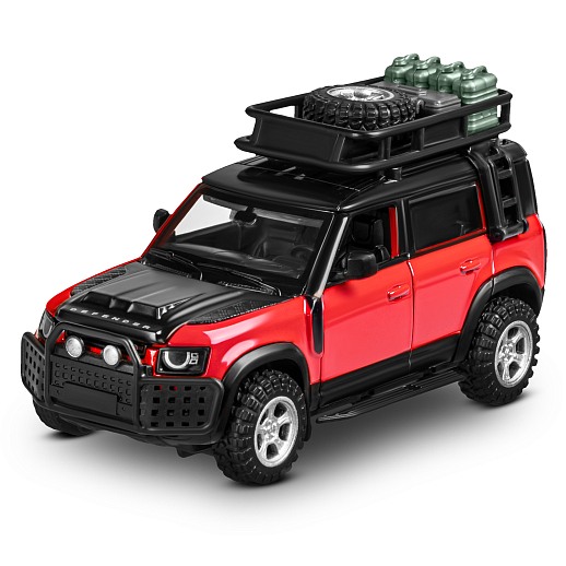 ТМ "Автопанорама" Машинка металлическая 1:43 2020 Land Rover Defender 110, красный, тюнинг, откр. двери, свободный ход колес, в/к 23,5*10*4 см в Джамбо Тойз #7