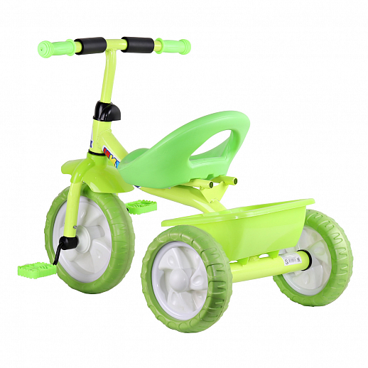 Детский трехколесный велосипед "Чижик" на пластиковых колесах 10/8. Корзинка сзади. Цвет зеленый в Джамбо Тойз #2