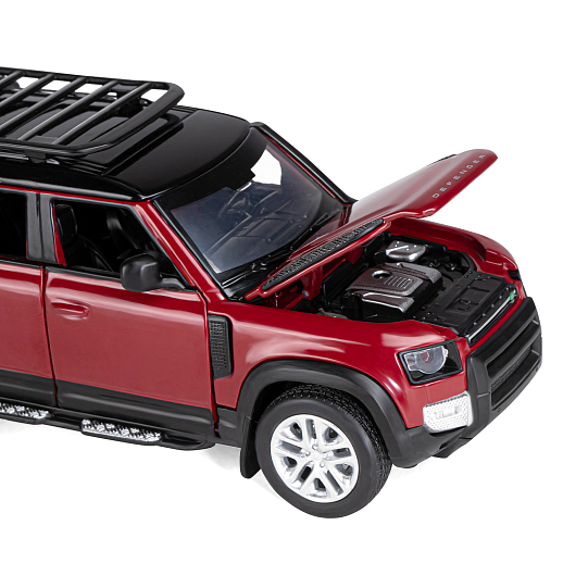ТМ "Автопанорама" Машинка металлическая 1:32 Land Rover Defender 110, красный, откр.4 двери, капот, багажник, свет, звук, свободный ход колес, в/к 17,5*13,5*9 см в Джамбо Тойз #14