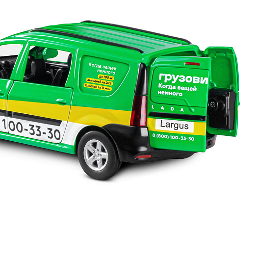 Машинка металлическая Автопанорама, инерционная, коллекционная модель LADA LARGUS, масштаб 1:24, "Грузовичкоф", свет, звук, открываются 4 двери, капот, багажник, зеленый, в/к 24,5*12,5*10,5 см в Джамбо Тойз #15