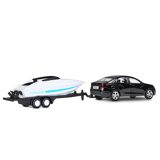 ТМ "Автопанорама" Машинка металлическая 1:43, LADA VESTA черная, откр. 2 двери., инерция + прицеп с катером в Джамбо Тойз #10