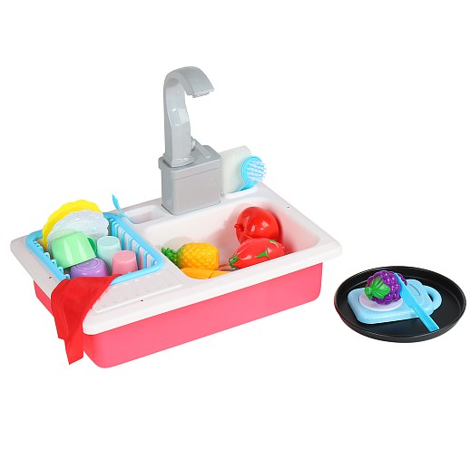 Набор Кухня детская игровая, игруш. раковина с водой, на бат., цв.розовый, в компл. 18 предметов, в/к 41*11*28 см в Джамбо Тойз #3