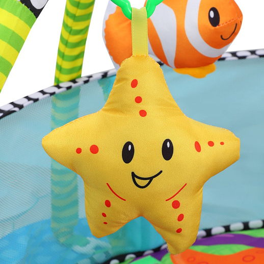 Детский развивающий коврик "Черепаха", высокие бортики, мягкие дуги и подвески, 12 шариков в комплекте,  46*11*43 см в Джамбо Тойз #7