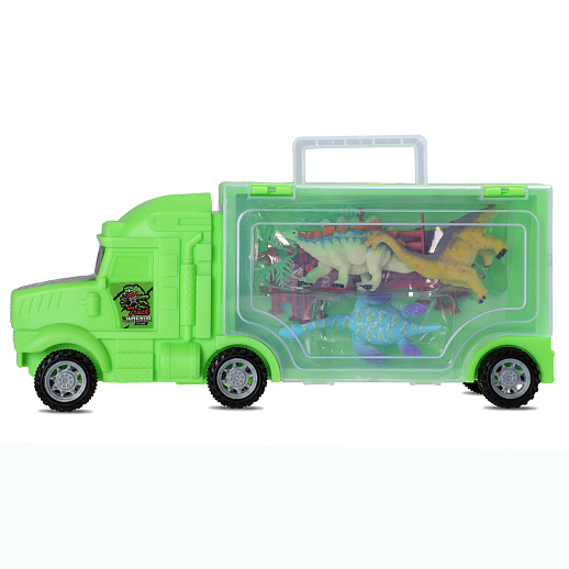 Автовоз с динозаврами, в компл. 3 динозавра, ограждение,имитация растения, в гофрокор. 18*7,3*11,8см в Джамбо Тойз #6