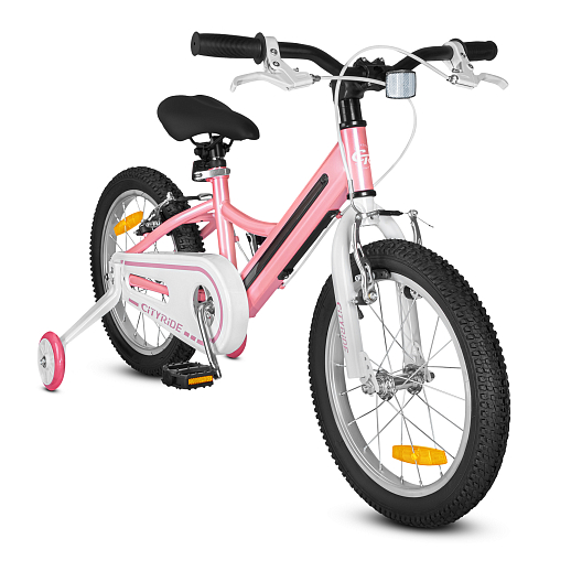 Велосипед двухколесный CITYRIDE, модель CR-B2-11FU, рама сталь, колеса алюминий 16", v-brake тормоза, встроенная в раму подсветка, балансирные колёса, цвет розовый в Джамбо Тойз #6