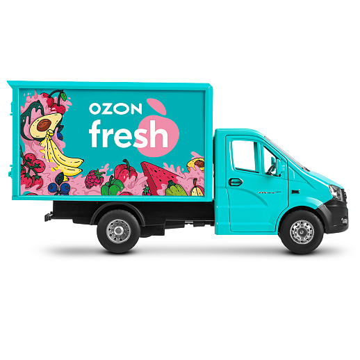 ТМ "Автопанорама" Машинка металлическая 1:28 ГАЗель NEXT OZON fresh, зеленый, откр. двери, задняя дверка фургона, свет, звук, инерция, в/к 24*14*12 см в Джамбо Тойз #10