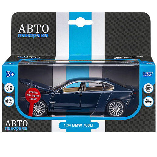 ТМ "Автопанорама" Машинка металл. 1:34 BMW 760LI, синий, инерция, свет, звук, откр. двери, свет, звук, в/к 17,5*13,5*9 см в Джамбо Тойз #19