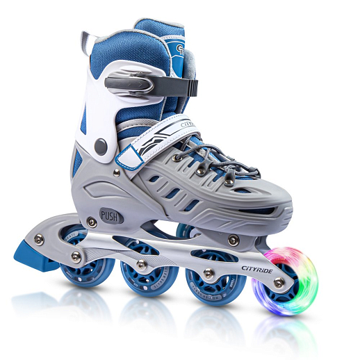 Ролики раздвижные CiTYRIDE, колеса PU, подшипники ABEC 7, алюминиевая рама, ботинок пластик, цвет Серый-синий в Джамбо Тойз #6