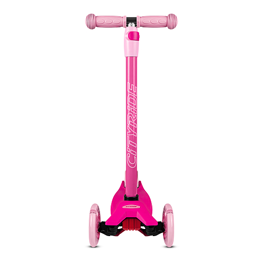 Самокат трехколесный CityRide, пакет, Дека: PP+нейлон, колеса PU 120/76 свет, руль  металл телеск., цвет розовый в Джамбо Тойз #5