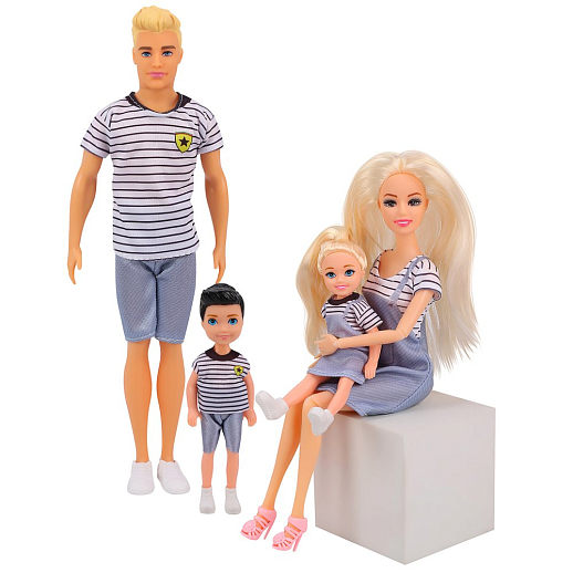 Игровой набор кукол "Семья (мама, папа, 2 детей)", стиль family look, с шарнирными руками, в/к 28*6*33 см в Джамбо Тойз #3