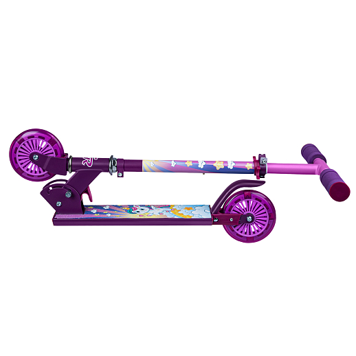 Двухкол. самокат CITYRIDE, ал. 50/50% , t-bar алюм, дека сталь, грипсы 95мм TPR, колеса PVC 120/120 мм, фиолетовый с принтом в Джамбо Тойз #5