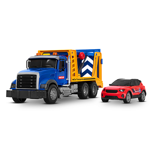 AUTODRIVE_Фрикционный Автовоз с машинкой, подвижные элементы,звук,свет,на бат.,в гофрокор. 34,5*14,5*12см в Джамбо Тойз #15