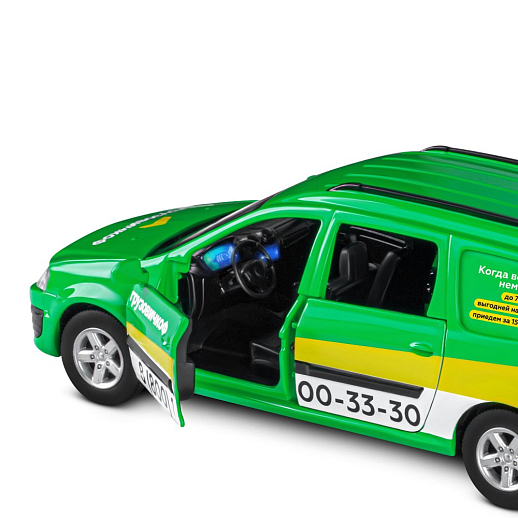 Машинка металлическая Автопанорама, инерционная, коллекционная модель LADA LARGUS, масштаб 1:24, "Грузовичкоф", свет, звук, открываются 4 двери, капот, багажник, зеленый, в/к 24,5*12,5*10,5 см в Джамбо Тойз #13