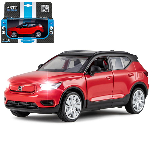 ТМ "Автопанорама" Машинка металл. 1:32 Volvo XC40 Recharge, красный, инерция, свет, звук, откр. двери, в/к 17,5*13,5*9 см в Джамбо Тойз
