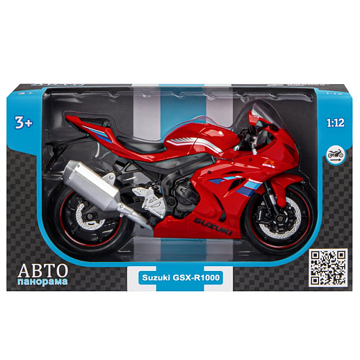 ТМ "Автопанорама" Мотоцикл металл. 1:12 SUZUKI GSX-R1000, красный, свободный ход колес, в/к 7,1 х 11,7 х 20,6 см в Джамбо Тойз #4