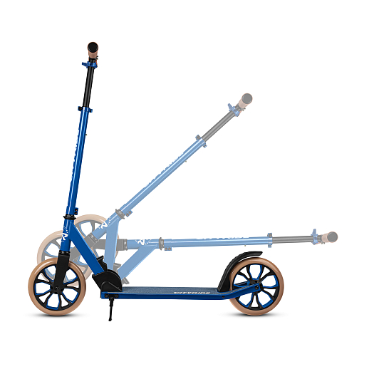Двухколесный самокат CITYRIDE 200, ал. 50/50%, t-bar сталь, грипсы 135мм TPR, колеса PU 200/200, 86A, подножка, abec 9, голубой в Джамбо Тойз #9