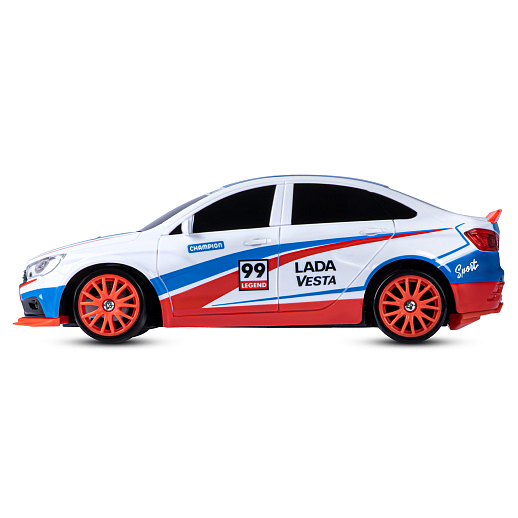 AUTODRIVE Р/У Машина для дрифта Lada Vesta,М1:24,2.4GHz,4WD,свет фар,4 доп.колеса,конусы,в компл. 2 аккум.,USB кабель,цвет триколор,в/к 24,1*10,3*23,7см в Джамбо Тойз #14