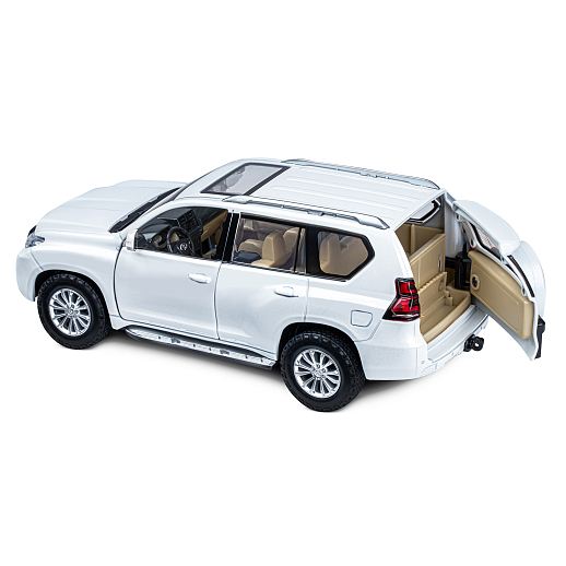 ТМ "Автопанорама" Машинка металлическая, 1:24,  Land Cruiser Prado, белый, открываются двери, капот и багажник, свободный ход колес, световые и звуковые эффекты, в/к 24,5х12,5х10,5 см в Джамбо Тойз #20