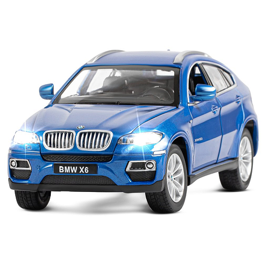 ТМ "Автопанорама" Машинка металлическая 1:26 BMW X6, синий, откр. двери, капот и багажник, свет, звук, свободный ход колес, в/к 24,5*12,5*10,5 см в Джамбо Тойз #5