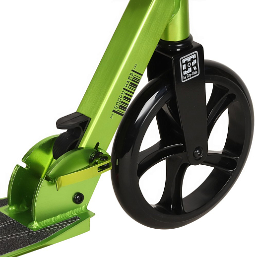 Двухколесный самокат CITYRIDE 200, ал. 50/50%, t-bar сталь, грипсы 135мм TPR, колеса PU 200/200, 86A, подножка, abec 9, цвет Зеленый в Джамбо Тойз #9