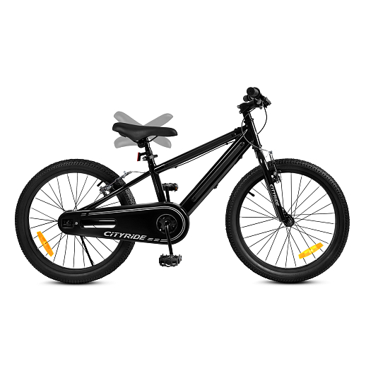 Велосипед двухколесный CITYRIDE, модель CR-B2-10FU, рама сталь, колеса алюминий 20", v-brake тормоза, встроенная в раму подсветка, подножка, цвет чёрный в Джамбо Тойз #6