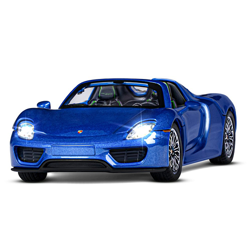 ТМ "Автопанорама" Машинка металлическая, 1:24, Porsche 918 Spyder, синий перламутр, откр. двери, капот и багажник, свет, звук, свободный ход колес, в/к 24,5х12,5х10,5 см в Джамбо Тойз #5