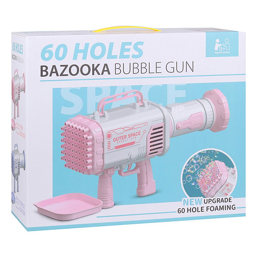 Базука с мыльными пузырями (60 отверстий) с зарядным устройством, розовая, в/к 33*28*14 см в Джамбо Тойз #2