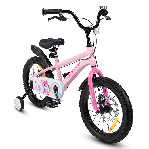Велосипед двухколёсный CITYRIDE, модель CR-B2-07B, колеса 16", рама сталь, дисковые мех. тормоза, обода сталь, балансирные колёса, цвет розовый в Джамбо Тойз