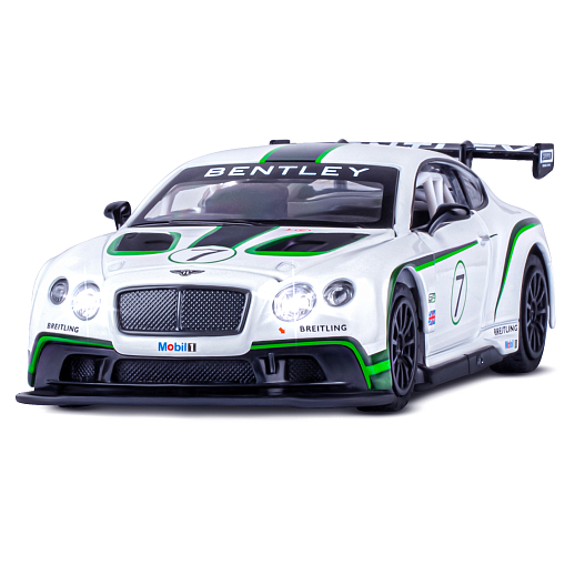 ТМ "Автопанорама" Машинка металлическая 1:32 Bentley Continental GT3, белый, свет, звук, откр. двери и капот, инерция, в/к 17,5*13,5*9 см в Джамбо Тойз #5