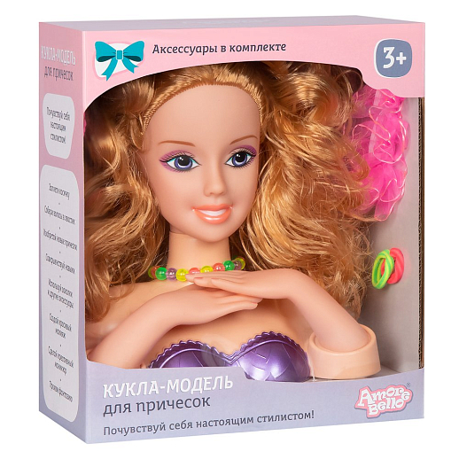 ТМ "Amore Bello" Кукла-модель для причесок и маникюра, в комплекте расческа, заколка, резинки для волос, бусы, в/к 27*11,5*25,5 см в Джамбо Тойз #2
