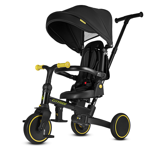 Детский трехколесный велосипед "CITYRIDE". Рама алюминий, может трансформироваться, подножки, колеса 8/7 EVA, капюшон, род. ручка,  персиковый в Джамбо Тойз #12