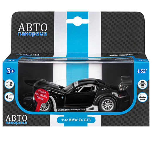 ТМ "Автопанорама" Машинка металлическая 1:32 BMW Z4 GT, черный, свет, звук, откр. двери и капот, инерция, в/к 17,5*13,5*9 см в Джамбо Тойз #20
