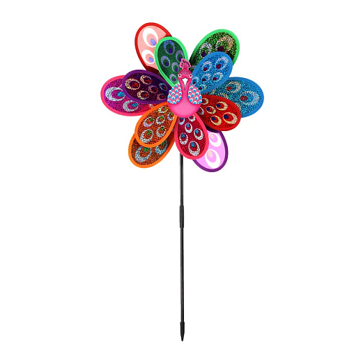 Ветерок,палочка50cм+ цветок двойной: нижний 38см и верхний 27см,1 вид (павлиний окрас),в наборе 4 шт в Джамбо Тойз