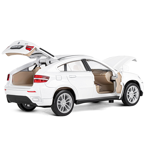 ТМ "Автопанорама" Машинка металлическая 1:32 BMW X6, белый, свет, звук, откр. двери, капот и багажник, инерция, в/к 17,5*13,5*9 см в Джамбо Тойз #13