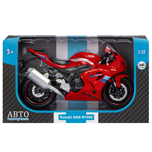 ТМ "Автопанорама" Мотоцикл металл. 1:12 SUZUKI GSX-R1000, красный, свободный ход колес, в/к 7,1 х 11,7 х 20,6 см в Джамбо Тойз #3