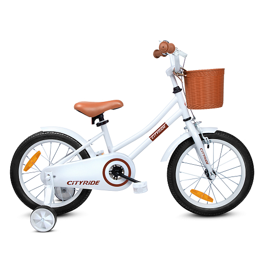 Велосипед двухколёсный CITYRIDE, модель CR-B2-08H, колеса 16", рама сталь, колеса сталь, балансирные колеса, пластиковая корзинка, цвет белый в Джамбо Тойз #2