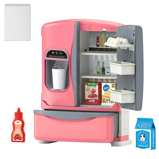 Игрушка для детей: Холодильник в наборе с тематическими предметами, цвет розовый, артикул JB0214184 в Джамбо Тойз
