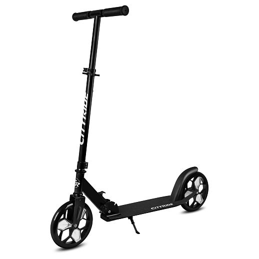 2хкол. самокат CITYRIDE 200, сталь 100%, грипсы 135мм TPR, колеса PU 200/200 мм. со светом Черный в Джамбо Тойз #4